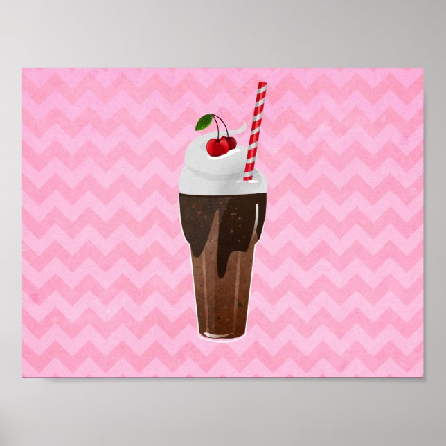 Affiches Crème de glace au chocolat rétro Shake (Devant)