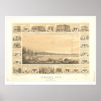 Affiches Crescent City, CA. Carte panoramique 1857 (0465A)