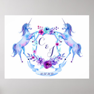 Affiches Crête de licorne d'aquarelle