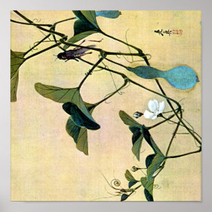 Affiches Cricket sur une vigne Bois japonais Art Ukiyo-E