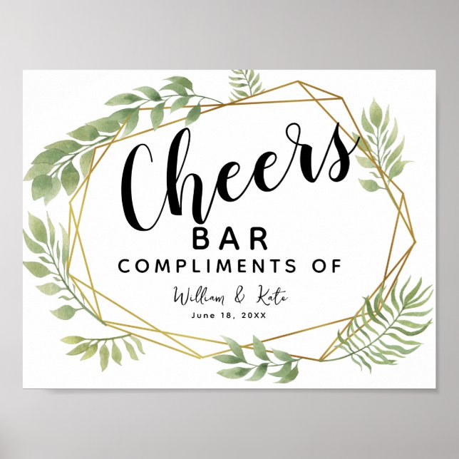 Affiches Cristal vert mariage CHEER Bar mariage/soirée (Devant)