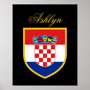 Affiches Croatia Flag Personalized