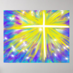 Affiches Croix de résurrection abstraite de Pâques