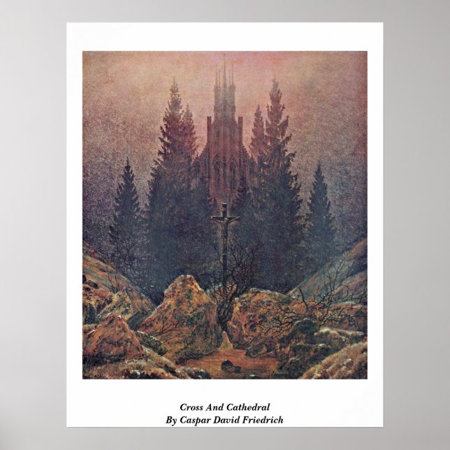 Affiches Croix Et Cathédrale Par Caspar David Friedrich (Devant)