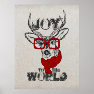 Affiches Croquis de cerfs marrant cool "Joy to the World"