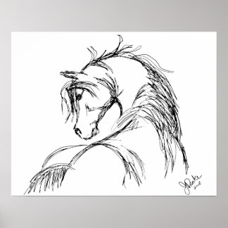 Affiches Croquis de tête de cheval d'art