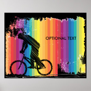 Affiches Croquis d'encre graphique de cycliste sur les rayu