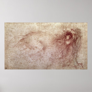 Affiches Croquis d'un lion rugissant