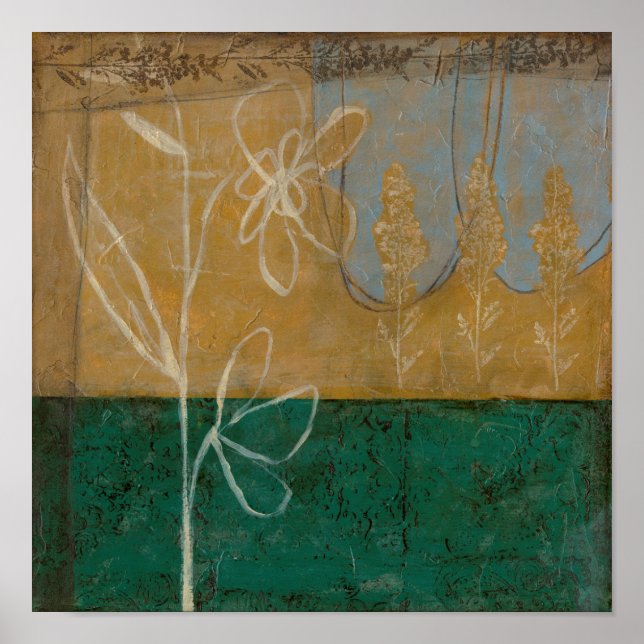 Affiches Croquis floral avec Fleur sauvage et Plante (Devant)