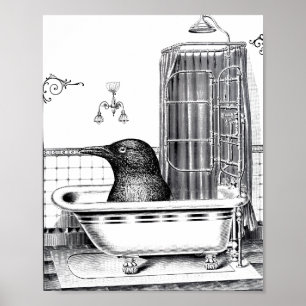 Affiches Crow dans la baignoire Vintage