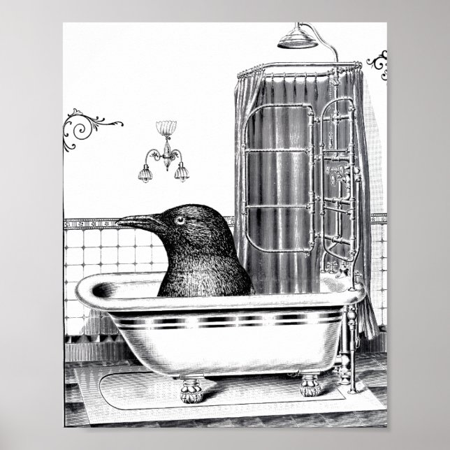 Affiches Crow dans la baignoire Vintage (Devant)