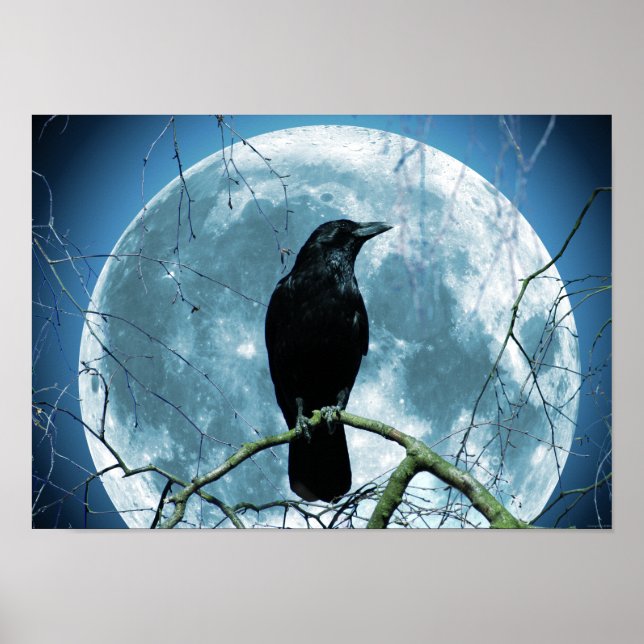 Affiches Crow Raven Lune Nuit Imaginaire gothique Étonnant (Devant)
