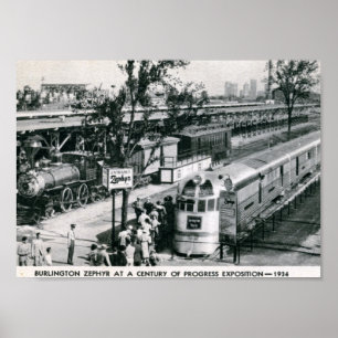 Affiches Cru 1934 de train de Deco de zéphyr de Burlington