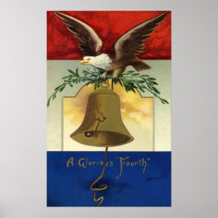 Affiches Cru 4 juillet avec Eagle et Liberty Bell