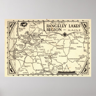 Affiches Cru du Maine de carte de lacs Rangeley