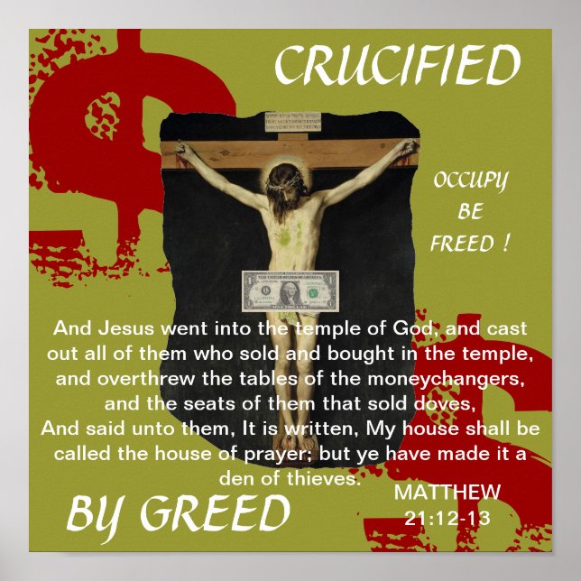 AFFICHES CRUCIFIÉ PAR L'OCCUPATION VERTE ÊTRE LIBÉRÉE (Devant)