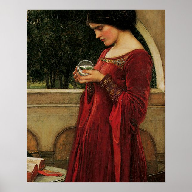 Affiches Crystal Ball Woman Waterhouse Peinture (Devant)