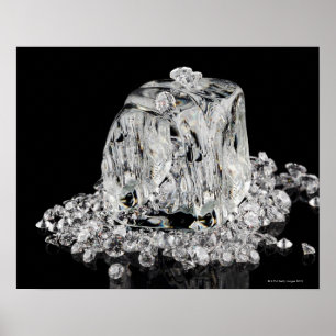 Affiches Cubes de glace fondus dans des diamants