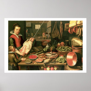 Affiches Cuisine intérieure avec femme de ménage