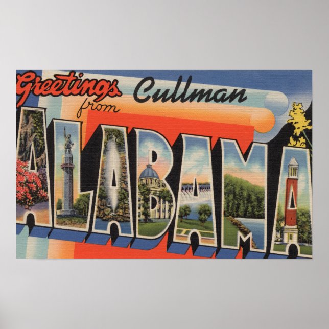 Affiches Cullman, Alabama - Scènes de grandes lettres (Devant)