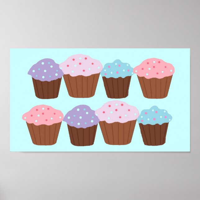 Affiches Cupcake délice avec bordure rose (Devant)