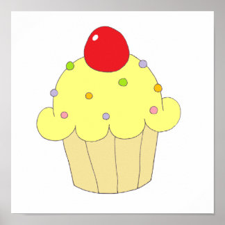 Affiches Cupcake jaune