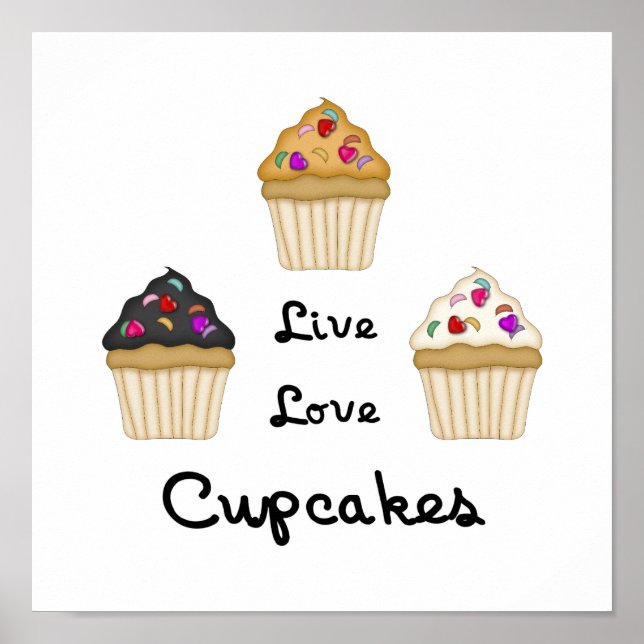 Affiches Cupcakes Live Love (Devant)