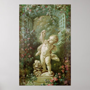 Affiches Cupidon avec des raisins