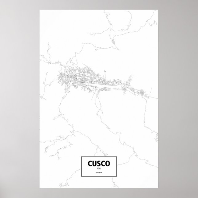 Affiches Cusco, Pérou (noir sur blanc) (Devant)