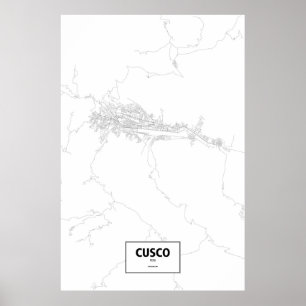 Affiches Cusco, Pérou (noir sur blanc)