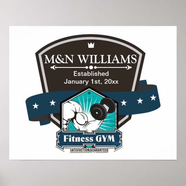 Affiches Customisez Votre Nom Fitness Gym Logo (Devant)