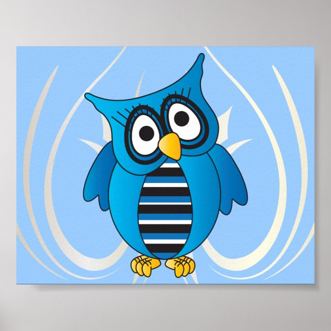 Affiches Cute Blue Owl (Devant)