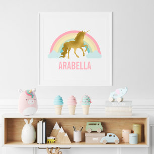 Affiches Cute Gold Unicorn Girl's Room