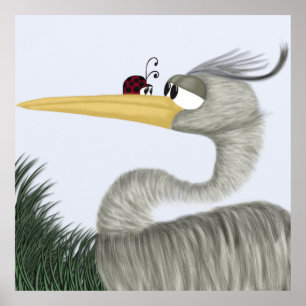 Affiches Cute Heron et Ladybug