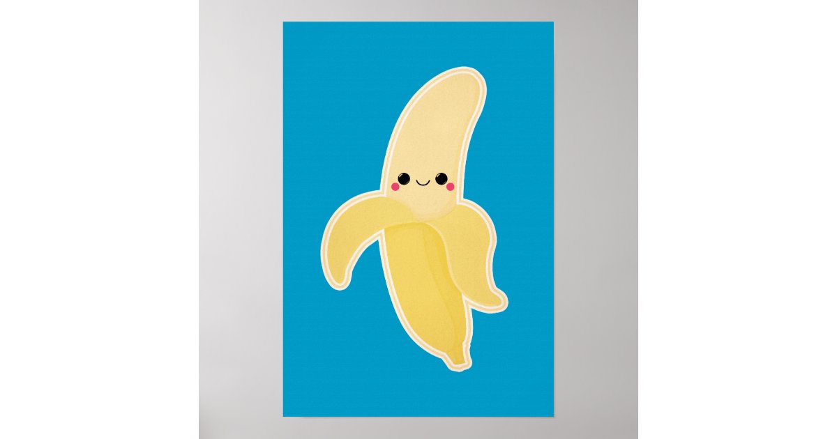 Affiches Cute Kawaii Banana Zazzle Fr