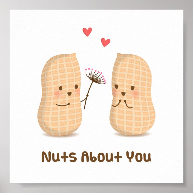 Affiches Cute Peanuts Nuts Sur Vous Pun Amour Humour (Devant)