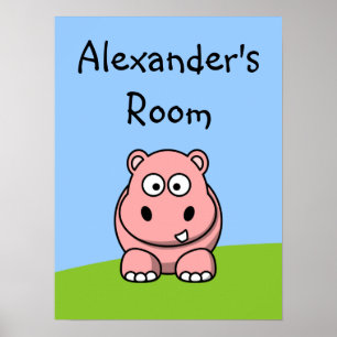 Affiches Cute Pink Hippo