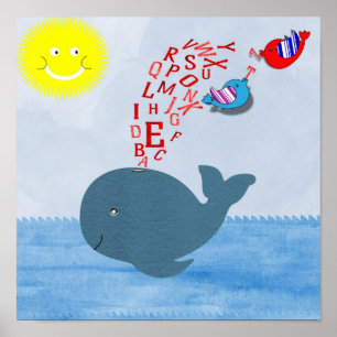 Affiches Cute Sunshine Alphabet Whale Baby Nursery Print