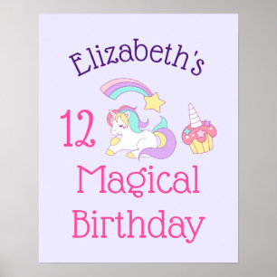 Affiches Cute Unicorn Colorful Tir Star & Cupcake