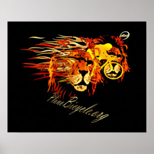 Affiches Cycle comme un lion sur Fire Plano Texas Cycling