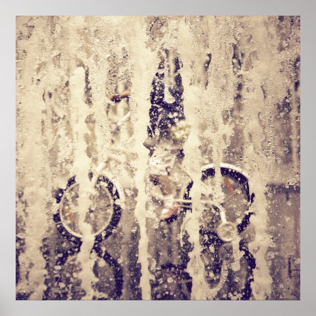 Affiches Cyclisme sous la pluie (Devant)