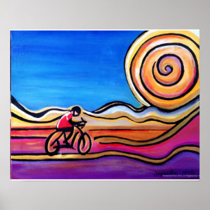 Affiches Cycliste coloré - peinture acrylique (20 x 16)