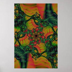 Affiches D   Art fractal vert et jaune