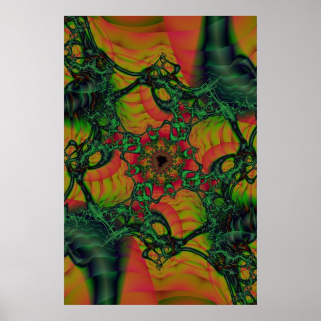 Affiches D | Art fractal vert et jaune (Devant)