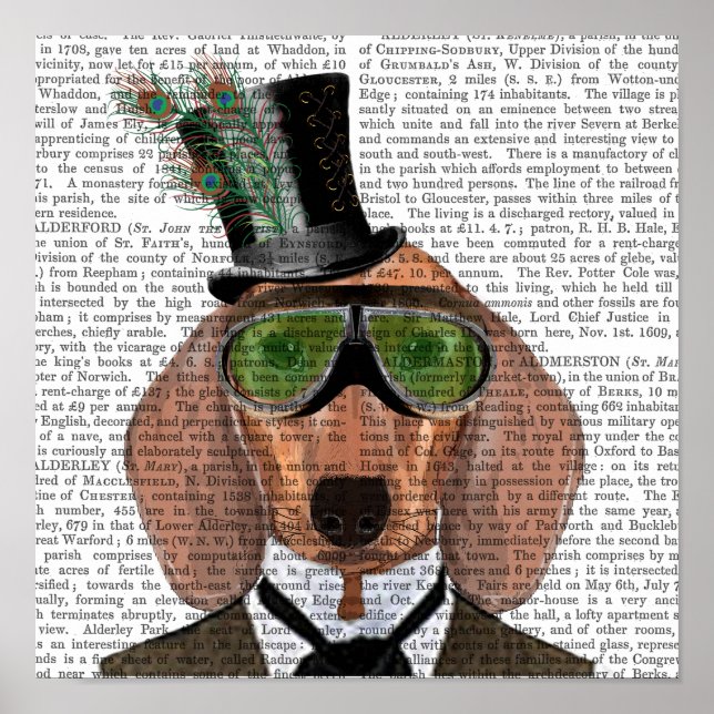 Affiches Dachshund Green Gogges Top Hat (Devant)