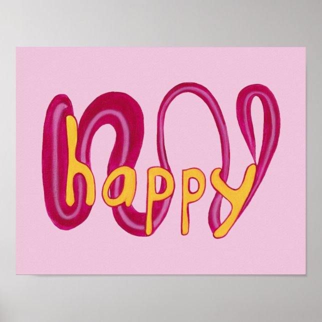 Affiches d'affirmation positive de mot heureux uni (Devant)