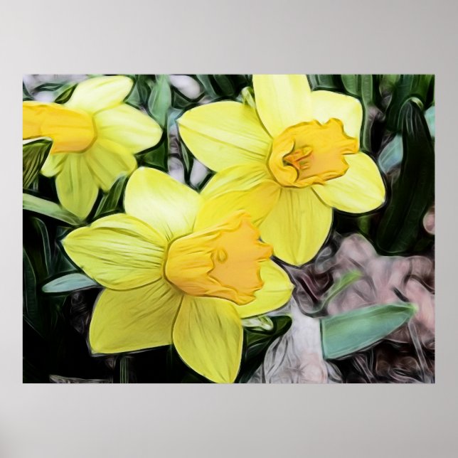 Affiches Daffodiques de printemps jaune (Devant)