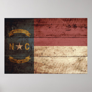 Affiches Dagmar Carolina Flag on Old Wood Grain