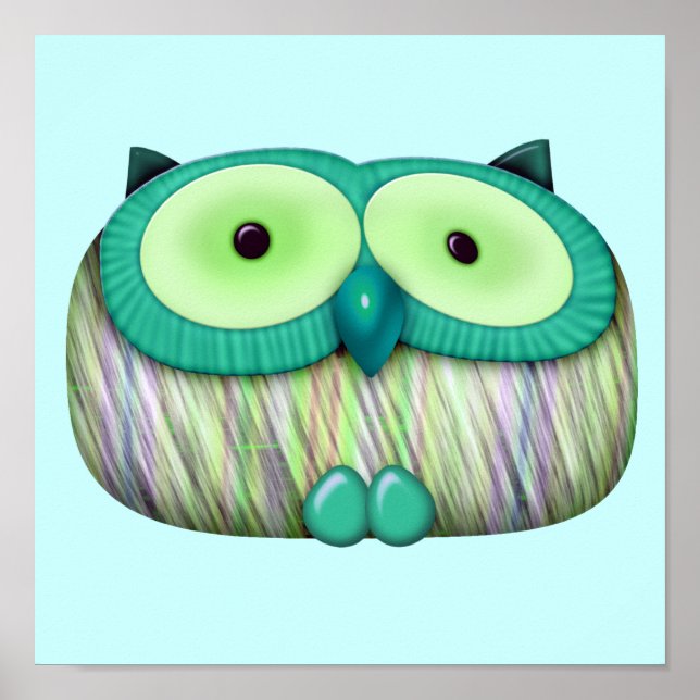 Affiches dainty aqua owl (Devant)