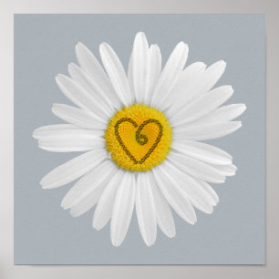 Affiches Daisy Flower Love Art Personnaliser Arrière - plan